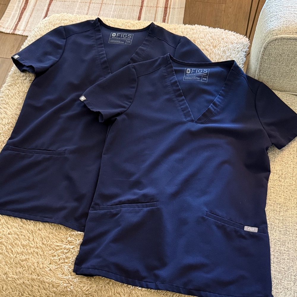 Figs Navy Blue Scrub Tops